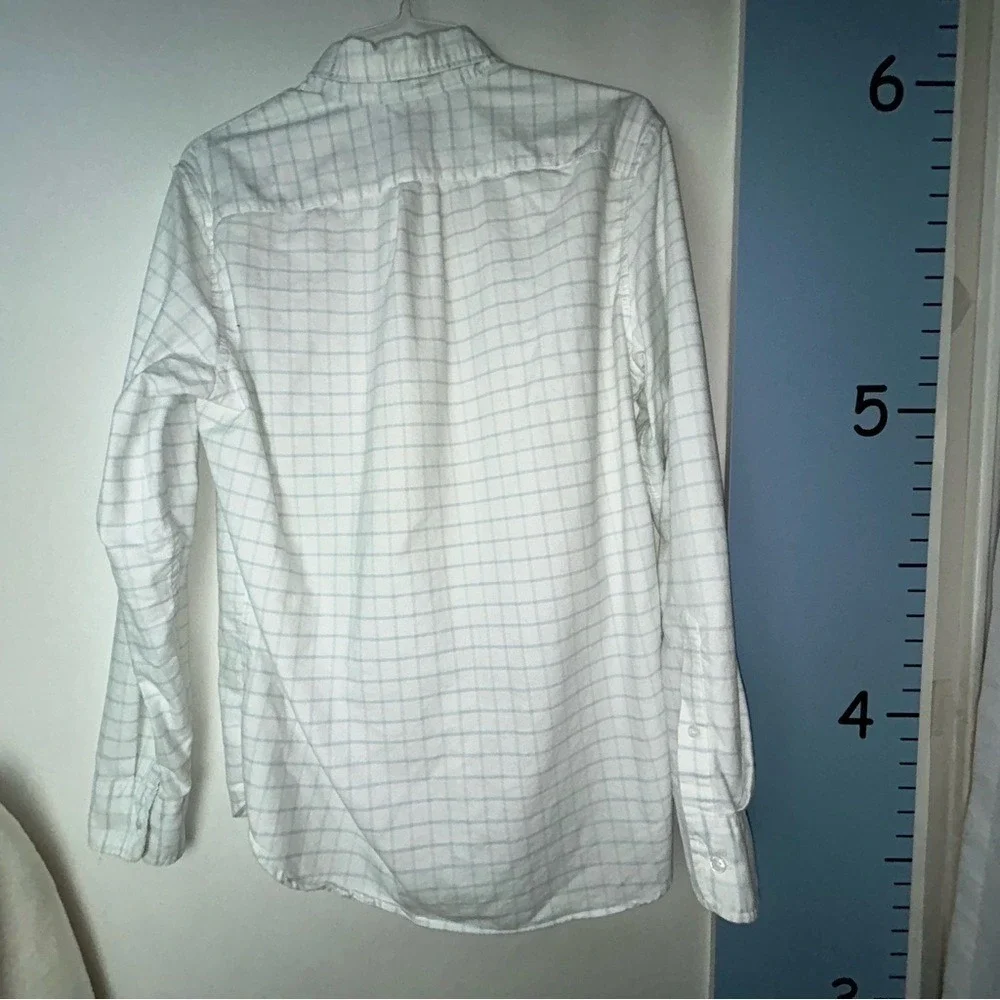 J. Crew Flex White Blue‎ Plaid Casual Button Down Shirt Men's Medium